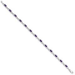 Sterling Silver Rhodium-plated Amethyst Bracelet - 4