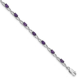 Sterling Silver Rhodium-plated Amethyst Bracelet - 4