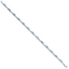 Sterling Silver Rhodium-plated Blue Topaz Bracelet - 9