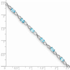 Sterling Silver Rhodium-plated Blue Topaz Bracelet - 9