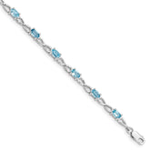 Sterling Silver Rhodium-plated Blue Topaz Bracelet - 9