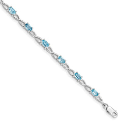 Sterling Silver Rhodium-plated Blue Topaz Bracelet - 9