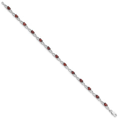 Sterling Silver Rhodium-plated Garnet Bracelet - 2