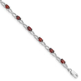Sterling Silver Rhodium-plated Garnet Bracelet - 2