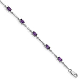 Sterling Silver Rhodium-plated Amethyst Bracelet - 14