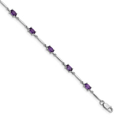 Sterling Silver Rhodium-plated Amethyst Bracelet - 14