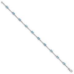 Sterling Silver Rhodium-plated Blue Topaz Bracelet - 5