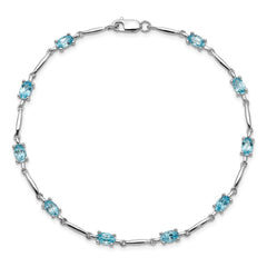 Sterling Silver Rhodium-plated Blue Topaz Bracelet - 5