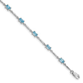 Sterling Silver Rhodium-plated Blue Topaz Bracelet - 5