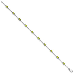 Sterling Silver Rhodium-plated Peridot Bracelet - 10