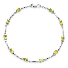 Sterling Silver Rhodium-plated Peridot Bracelet - 10