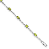 Sterling Silver Rhodium-plated Peridot Bracelet - 10