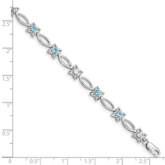 Sterling Silver Rhodium-plated Blue Topaz & Diamond Bracelet - 2