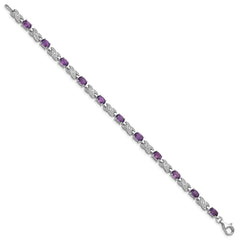 Sterling Silver Rhodium-plated Amethyst Bracelet - 13