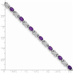 Sterling Silver Rhodium-plated Amethyst Bracelet - 13