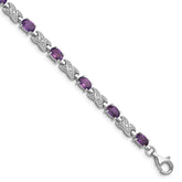 Sterling Silver Rhodium-plated Amethyst Bracelet - 13