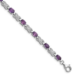 Sterling Silver Rhodium-plated Amethyst Bracelet - 13