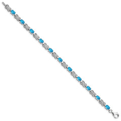 Sterling Silver Rhodium-plated Blue Topaz Bracelet - 11