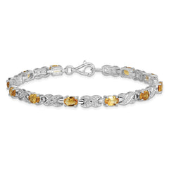 Sterling Silver Rhodium-plated Citrine Bracelet - 3