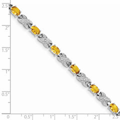 Sterling Silver Rhodium-plated Citrine Bracelet - 3