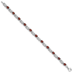 Sterling Silver Rhodium-plated Garnet Bracelet - 4