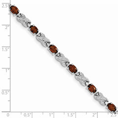 Sterling Silver Rhodium-plated Garnet Bracelet - 4