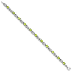 Sterling Silver Rhodium-plated Peridot Bracelet - 11