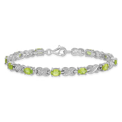 Sterling Silver Rhodium-plated Peridot Bracelet - 11