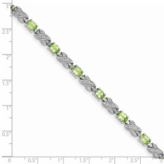 Sterling Silver Rhodium-plated Peridot Bracelet - 11