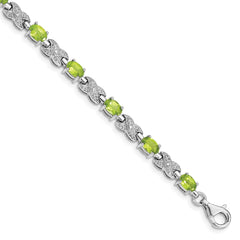 Sterling Silver Rhodium-plated Peridot Bracelet - 11