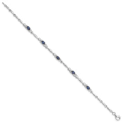 Sterling Silver Rhodium-plated Sapphire and Diamond Bracelet - 5