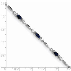 Sterling Silver Rhodium-plated Sapphire and Diamond Bracelet - 5