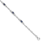 Sterling Silver Rhodium-plated Sapphire and Diamond Bracelet - 5