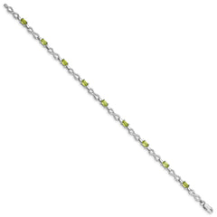 Sterling Silver Rhodium-plated Peridot Bracelet