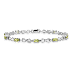 Sterling Silver Rhodium-plated Peridot Bracelet