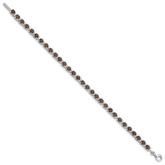 Sterling Silver Rhodium-plated Smoky Quartz and Diamond Bracelet