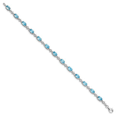 Sterling Silver Rhodium-plated Blue & White Topaz Bracelet