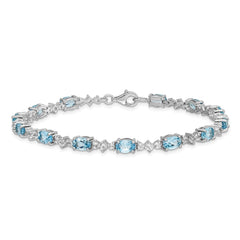 Sterling Silver Rhodium-plated Blue & White Topaz Bracelet