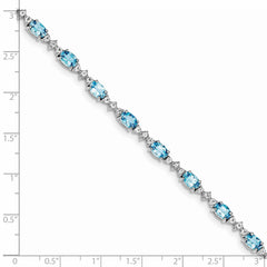 Sterling Silver Rhodium-plated Blue & White Topaz Bracelet