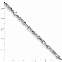 Sterling Silver Rhodium-plated Aquamarine and Diamond Bracelet - 2