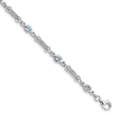 Sterling Silver Rhodium-plated Aquamarine and Diamond Bracelet - 2