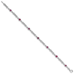 Sterling Silver Rhodium-plated Composite Ruby and Diamond Bracelet - 3