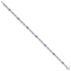 Sterling Silver Rhodium-plated Tanzanite and Diamond Bracelet - 2