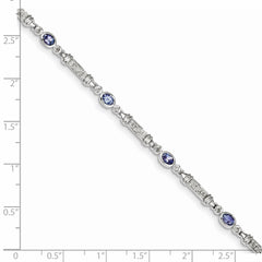 Sterling Silver Rhodium-plated Tanzanite and Diamond Bracelet - 2