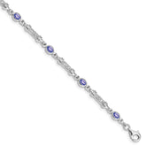 Sterling Silver Rhodium-plated Tanzanite and Diamond Bracelet - 2