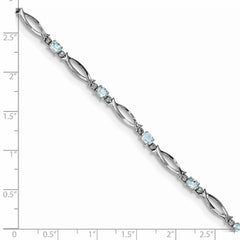 Sterling Silver Rhodium-plated Aquamarine and Diamond Bracelet - 3