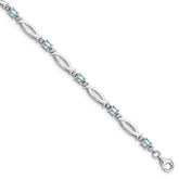 Sterling Silver Rhodium-plated Aquamarine and Diamond Bracelet - 3