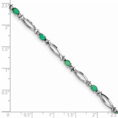 Sterling Silver Rhodium-plated Emerald and Diamond Bracelet - 3