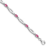 Sterling Silver Rhodium-plated Pink Tourmaline and Diamond Bracelet - 2