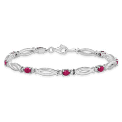 Sterling Silver Rhodium-plated Composite Ruby and Diamond Bracelet